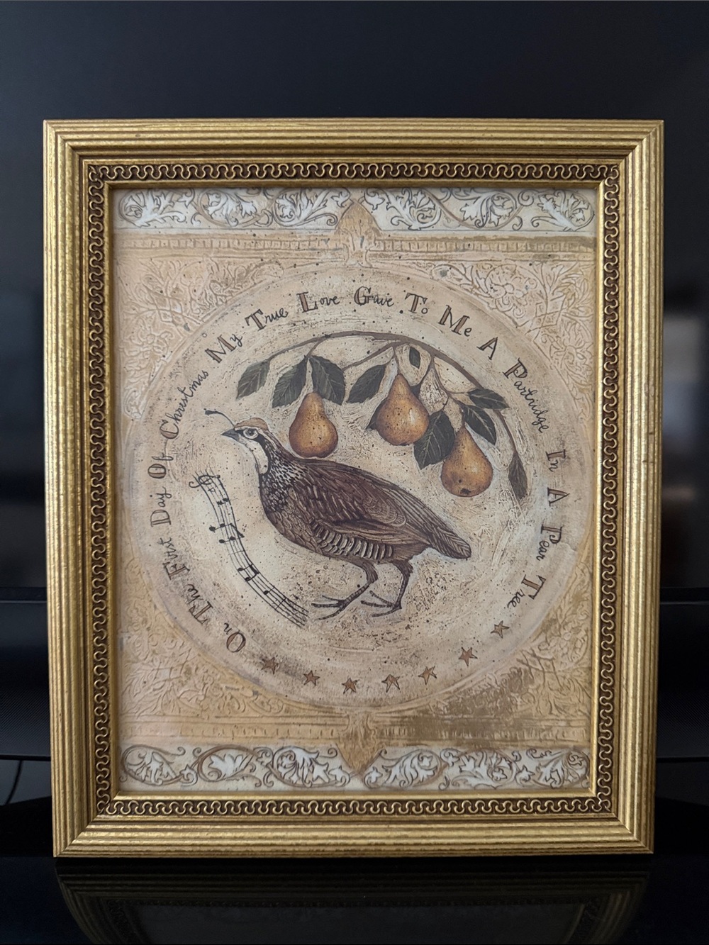 Partridge In A Pear Tree - Vintage-Style Framed Art in Gold - Pier 1